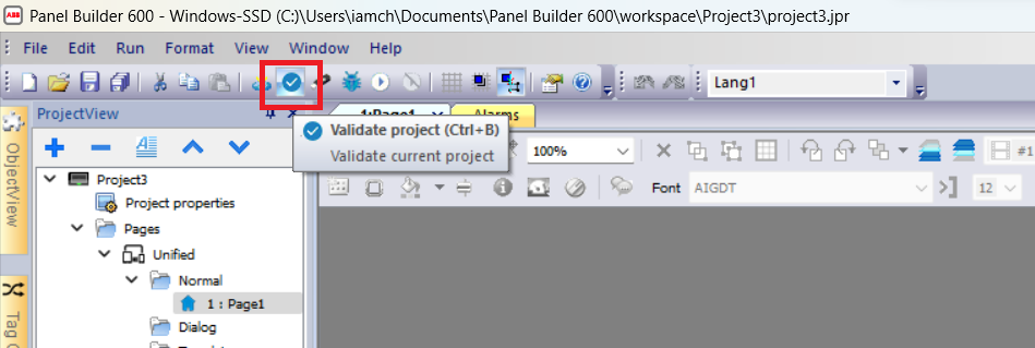 check program error in panel builder